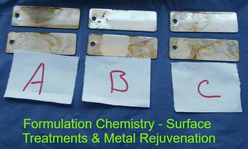 The effects of metal surface-treatment and rejuvenation formulation chemistry on corrosion.